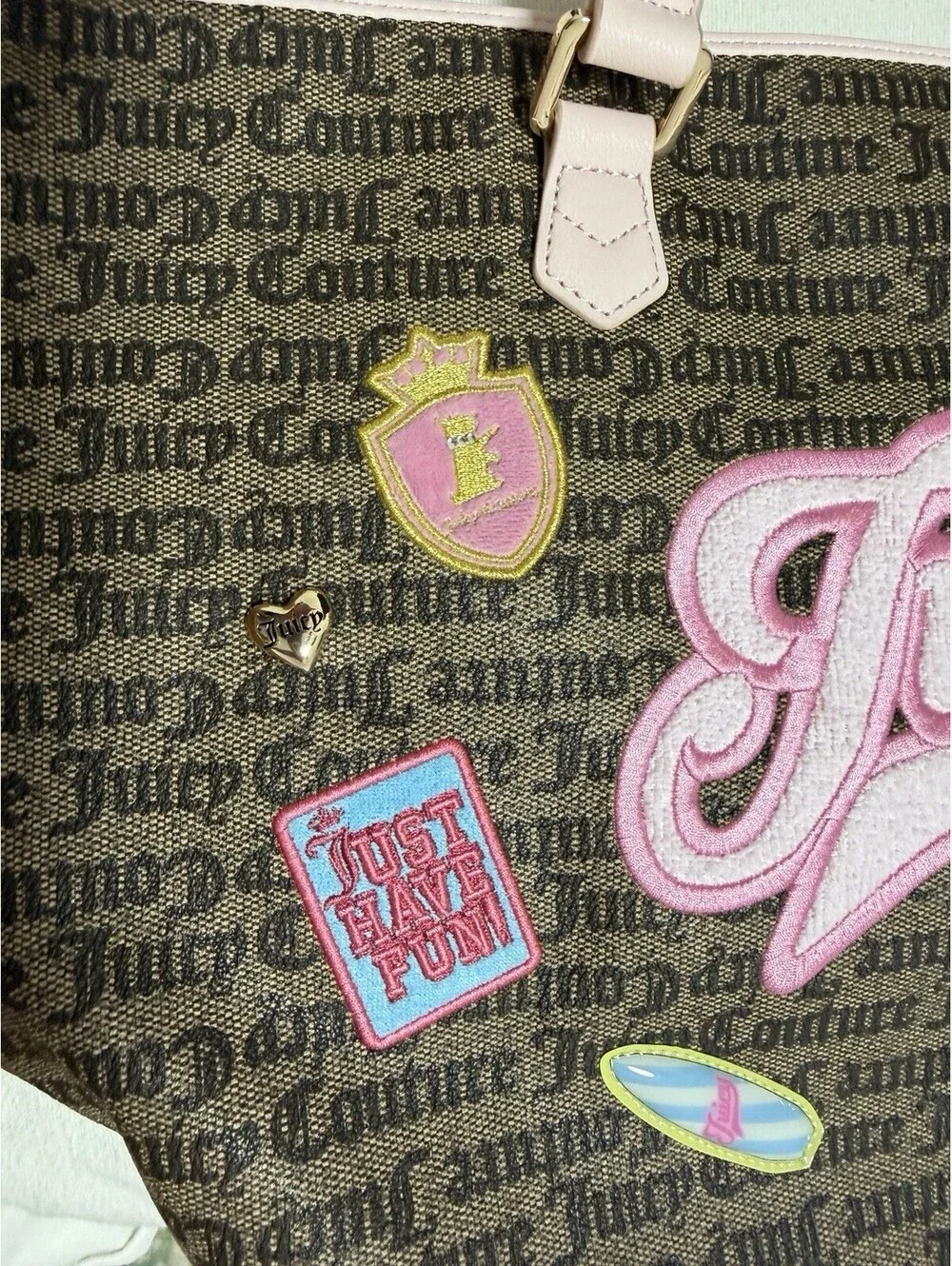 Juicy Couture Exclusive Taupe Dark Brown Juicy Run The World Tote Bag - Picture 9 of 9